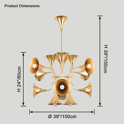 WOMO Gold Trumpet Art Deco Chandelier-WM2614