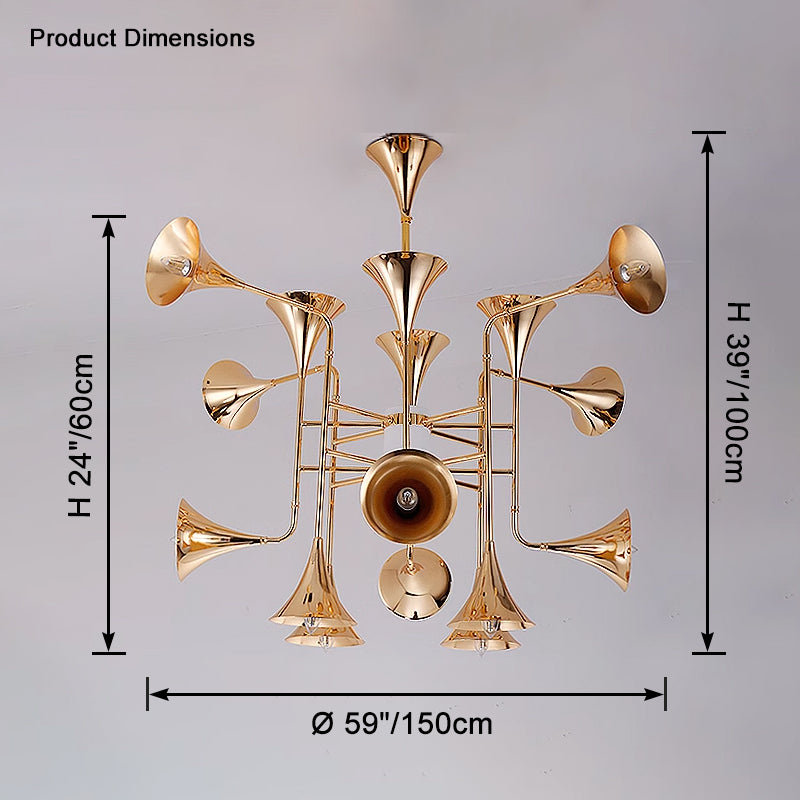 WOMO Gold Trumpet Art Deco Chandelier-WM2614