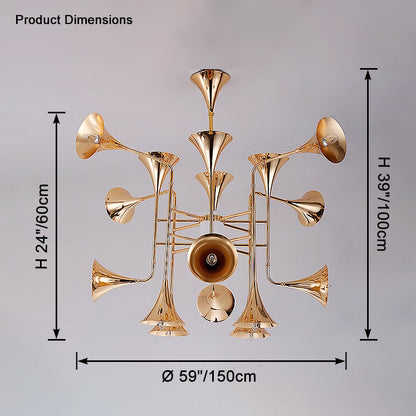 WOMO Gold Trumpet Art Deco Chandelier-WM2614