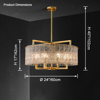 WOMO Textured Glass Round Chandelier-WM2619