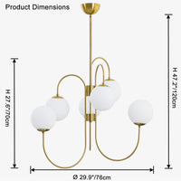 WOMO Gold Glass Globe Arm Chandelier-WM2625