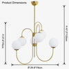 WOMO Gold Glass Globe Arm Chandelier-WM2625 thumbnail