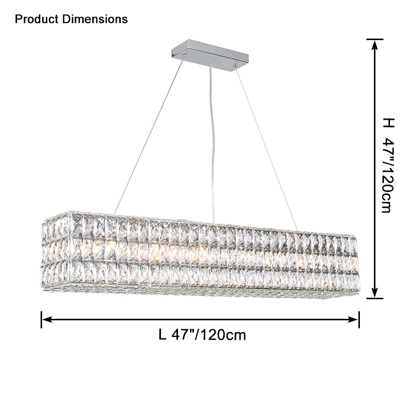 WOMO Rectangular Crystal Chandelier-WM2625