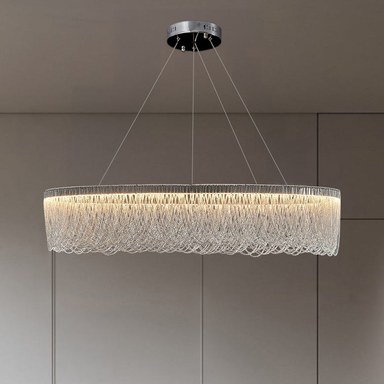 WOMO Silver Fringe Round Chandelier-WM2643