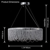 WOMO Silver Fringe Round Chandelier-WM2643