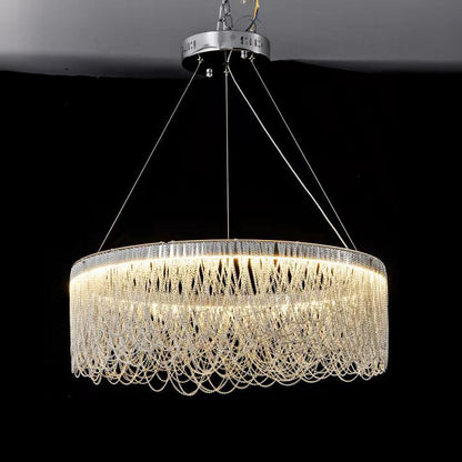 WOMO Silver Fringe Round Chandelier-WM2643