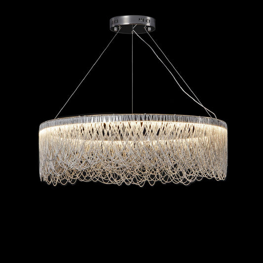 WOMO Silver Fringe Round Chandelier-WM2643