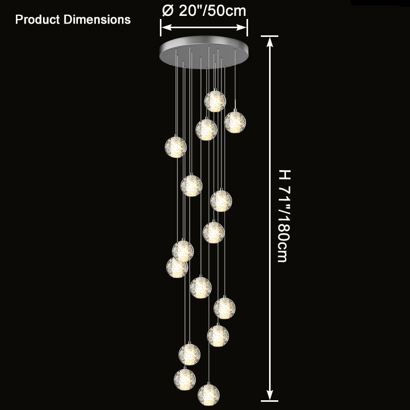 WOMO Glass Ball Rain Chandelier-WM2647
