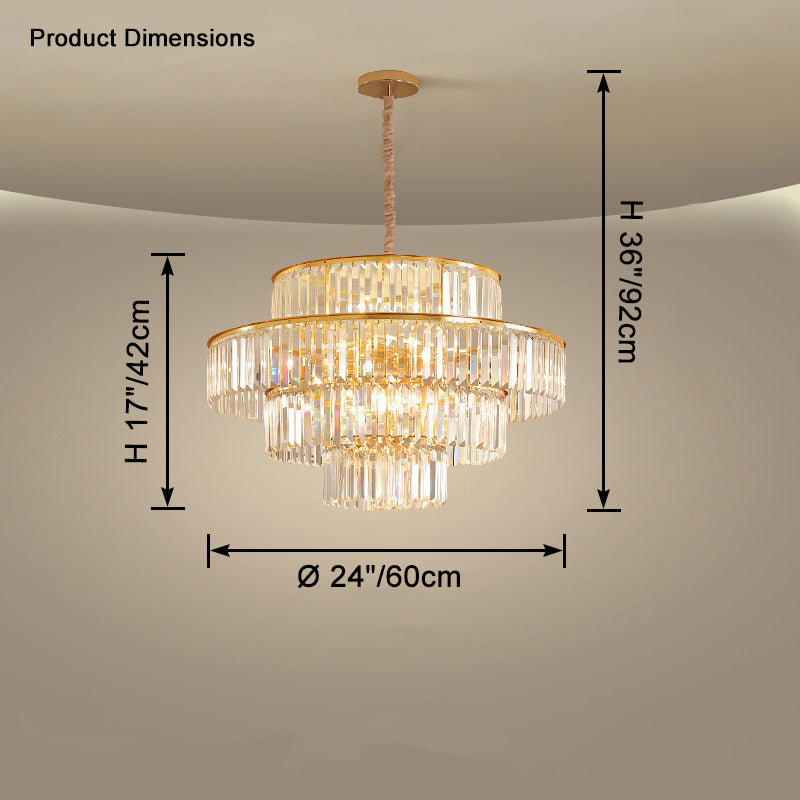 WOMO Tiered Gold Crystal Prism Chandelier-WM2653