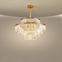 WOMO Tiered Gold Crystal Prism Chandelier-WM2653