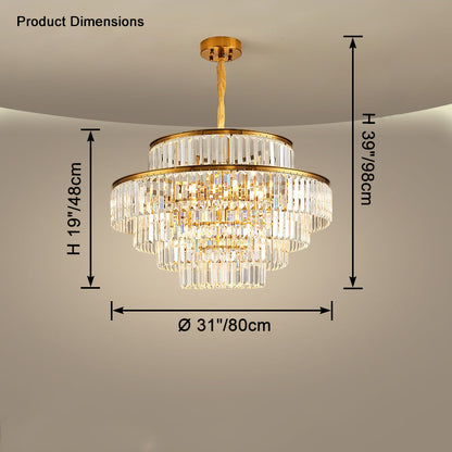 WOMO Tiered Gold Crystal Prism Chandelier-WM2653