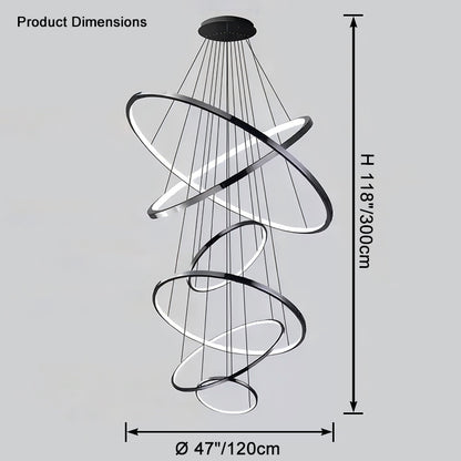 WOMO Large Tiered Ring Foyer Chandelier-WM2654