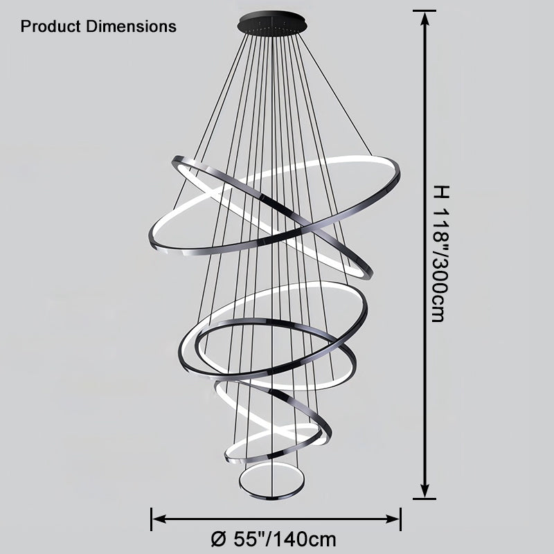 WOMO Large Tiered Ring Foyer Chandelier-WM2654