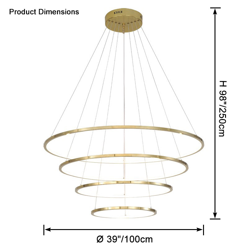 WOMO Large Tiered Ring Foyer Chandelier-WM2654