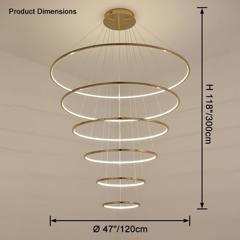 WOMO Large Tiered Ring Foyer Chandelier-WM2654