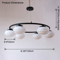 WOMO Fluted Glass Globe Round Chandelier-WM2767