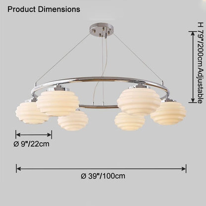 WOMO Fluted Glass Globe Round Chandelier-WM2767