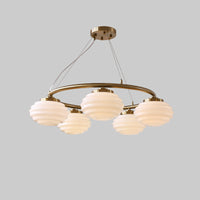 WOMO Fluted Glass Globe Round Chandelier-WM2767