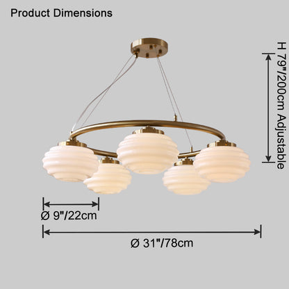 WOMO Fluted Glass Globe Round Chandelier-WM2767