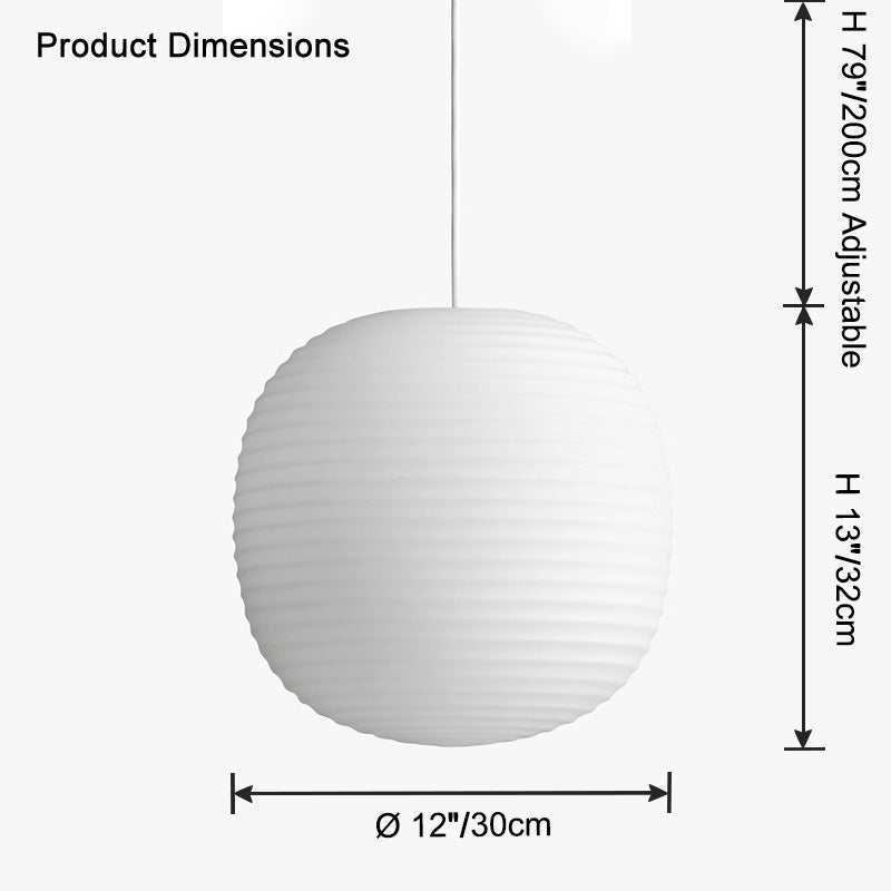 WOMO Lantern Ribbed Milk Glass Pendant Light-WM2676