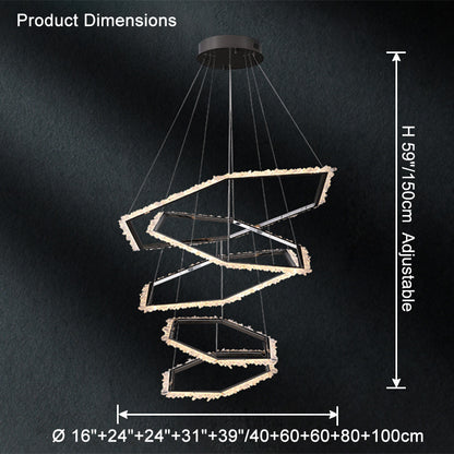 WOMO Tiered Hexagon Crystal Chandelier-WM2712