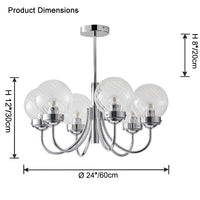 WOMO Textured Glass Chrome Arm Chandelier-WM2696