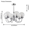 WOMO Textured Glass Chrome Arm Chandelier-WM2696 thumbnail