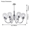 WOMO Textured Glass Chrome Arm Chandelier-WM2696 thumbnail