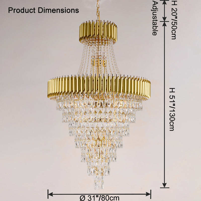 WOMO Tiered Tapered Crystal Chandelier-WM2699