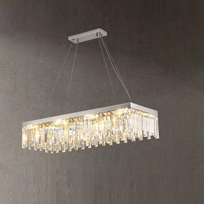 WOMO Rectangular Silver Crystal Chandelier-WM2702