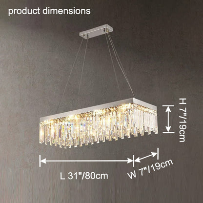 WOMO Rectangular Silver Crystal Chandelier-WM2702