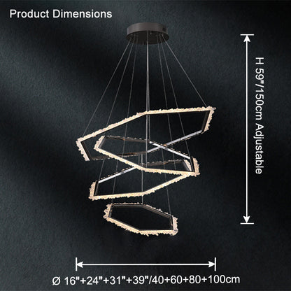 WOMO Tiered Hexagon Crystal Chandelier-WM2712