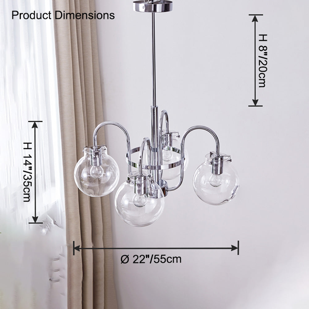 WOMO Clear Glass Globe Arm Chandelier-WM2719