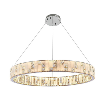 WOMO Round Crystal Alabaster Chandelier-WM2738