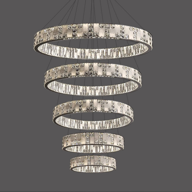 WOMO Tiered Round Crystal Alabaster Chandelier-WM2740