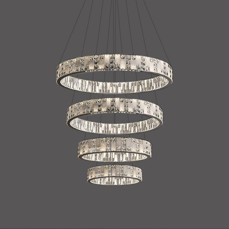 WOMO Tiered Round Crystal Alabaster Chandelier-WM2740