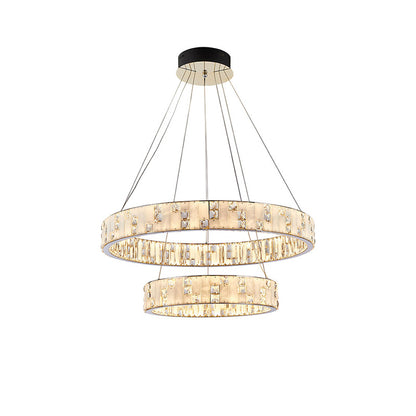 WOMO Tiered Round Crystal Alabaster Chandelier-WM2740