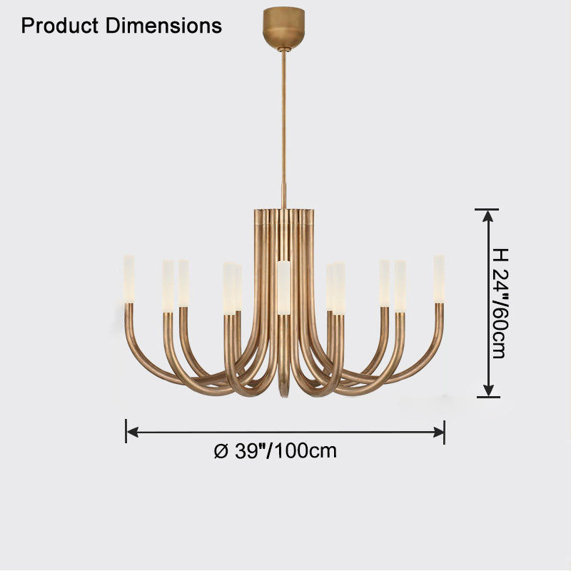 WOMO Gold Candlestick Swoop Arm Chandelier-WM2744