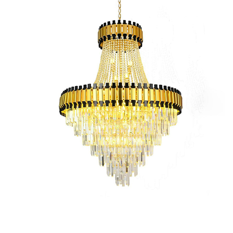 WOMO Tiered Gold Crystal Chandelier-WM2745