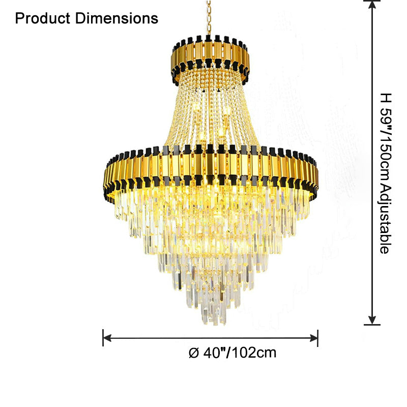 WOMO Tiered Gold Crystal Chandelier-WM2745