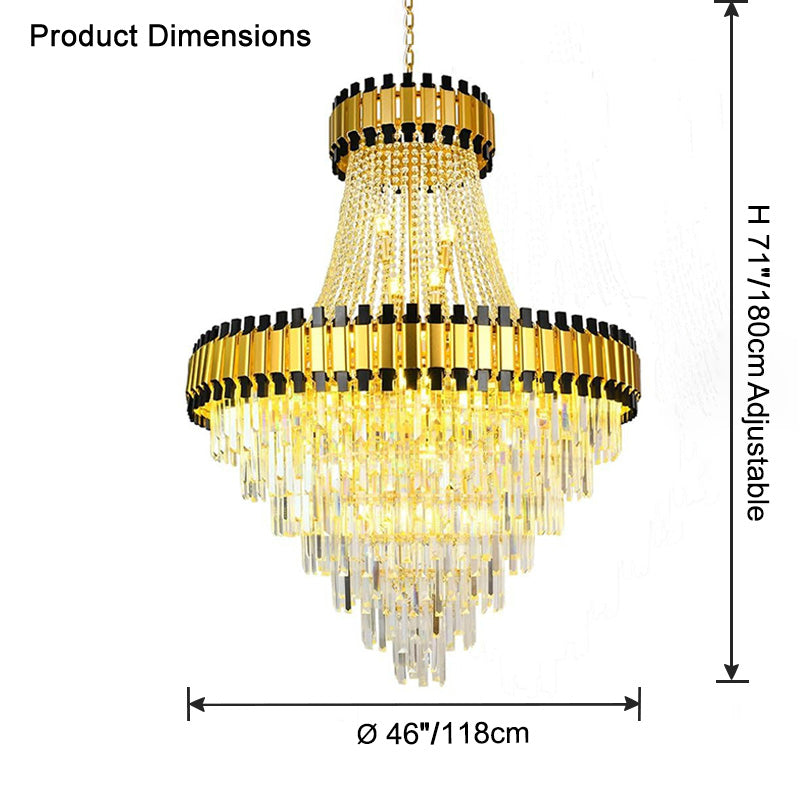 WOMO Tiered Gold Crystal Chandelier-WM2745