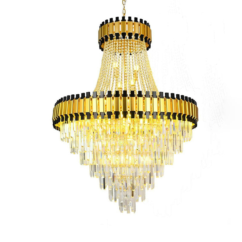 WOMO Tiered Gold Crystal Chandelier-WM2745