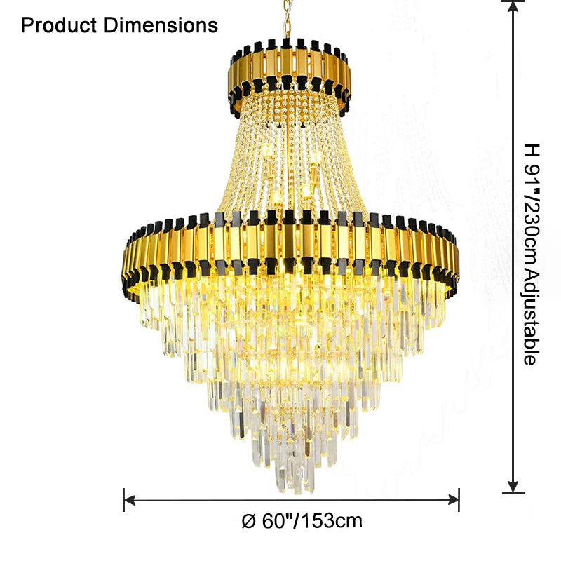 WOMO Tiered Gold Crystal Chandelier-WM2745