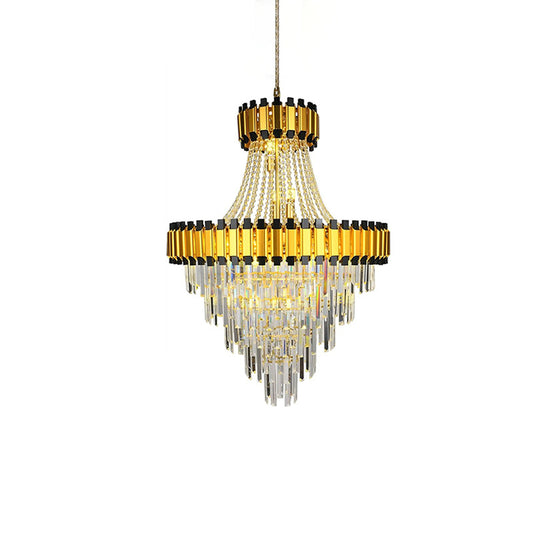 WOMO Tiered Gold Crystal Chandelier-WM2745