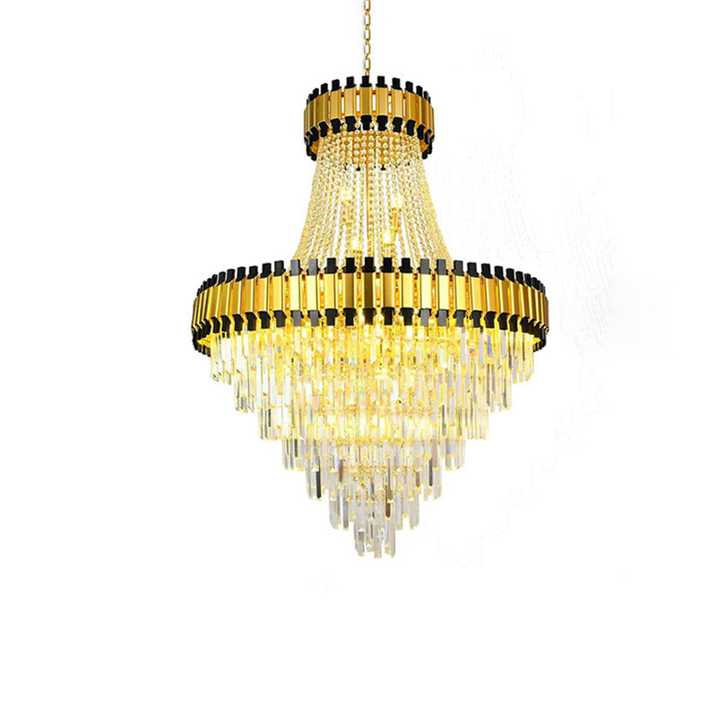 WOMO Tiered Gold Crystal Chandelier-WM2745