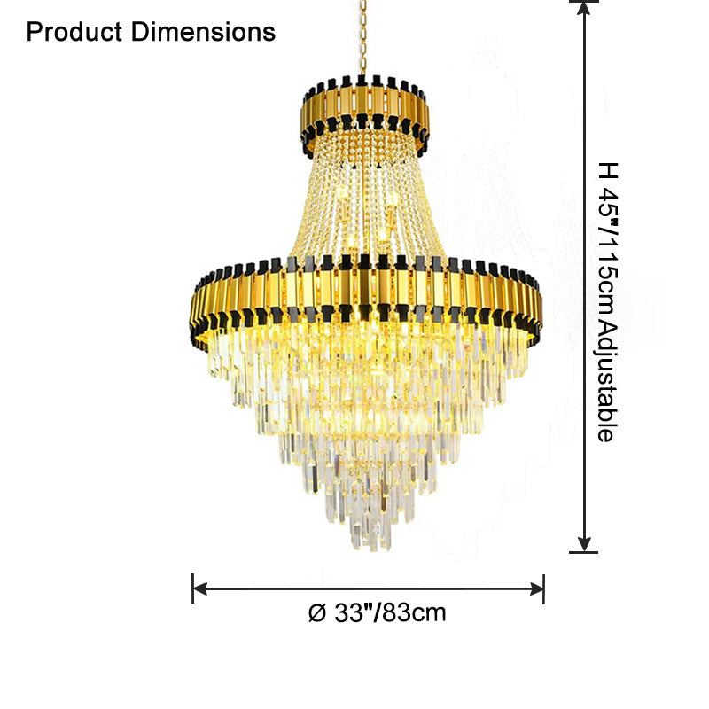 WOMO Tiered Gold Crystal Chandelier-WM2745