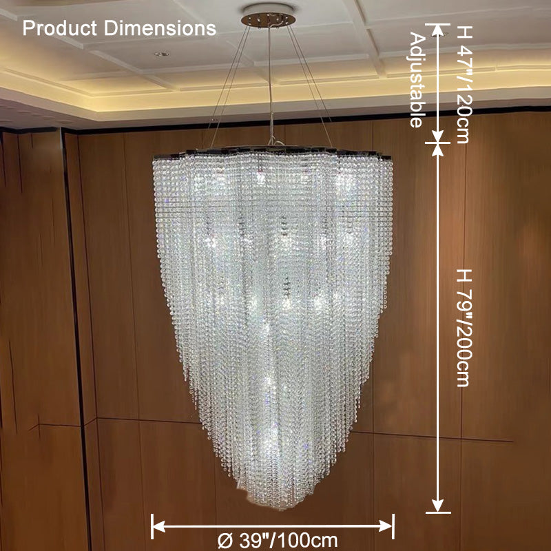 WOMO Cascading Crystal Foyer Chandelier-WM2750