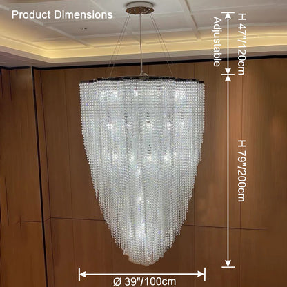 WOMO Cascading Crystal Foyer Chandelier-WM2750