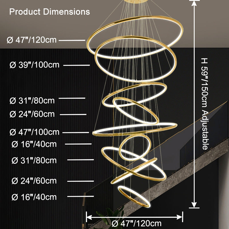 WOMO Gold Tiered Circular Chandelier-WM2758