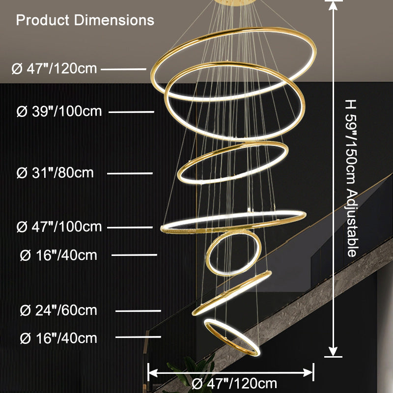 WOMO Gold Tiered Circular Chandelier-WM2758